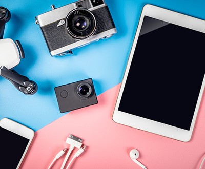 Technikartikel rosa und blau
